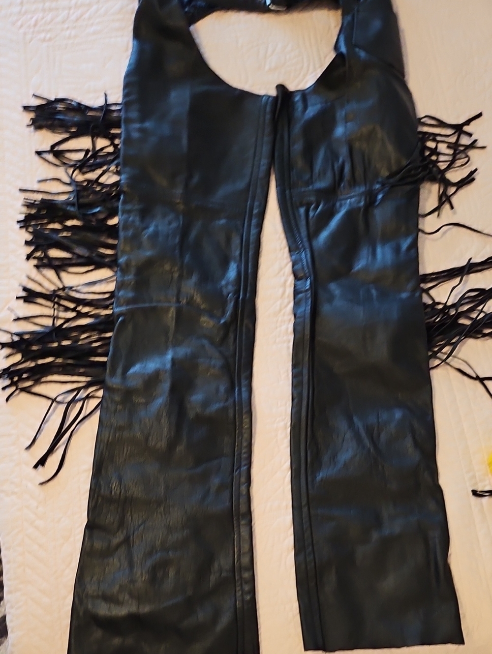 Real Leather Black Chaps with Lace-up Detail